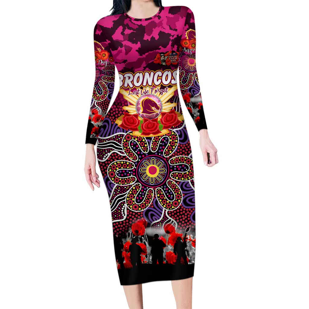 Personalized Broncos ANZAC Day Family Matching Long Sleeve Bodycon Dress and Hawaiian Shirt Australian Army - Lest We Forget