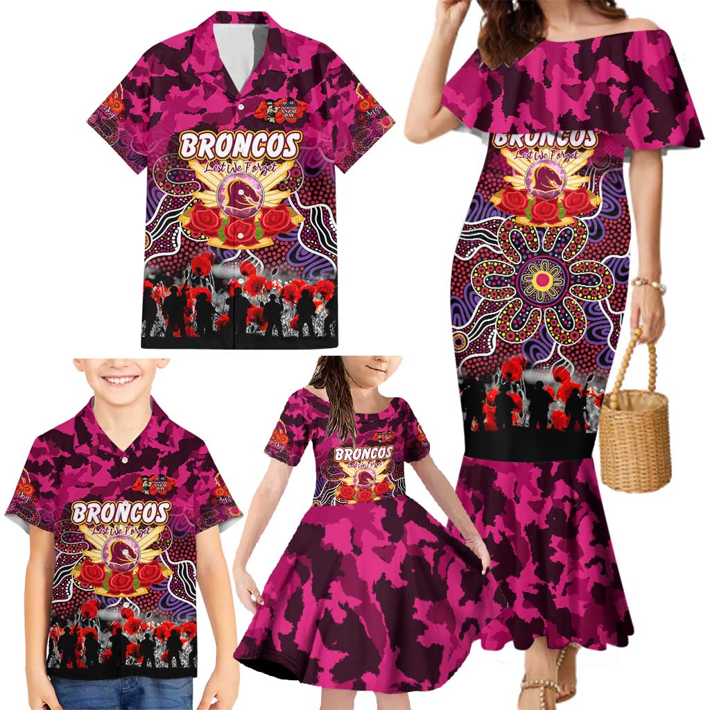 Personalized Broncos ANZAC Day Family Matching Mermaid Dress and Hawaiian Shirt Australian Army - Lest We Forget