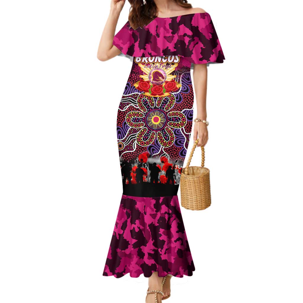 Personalized Broncos ANZAC Day Family Matching Mermaid Dress and Hawaiian Shirt Australian Army - Lest We Forget