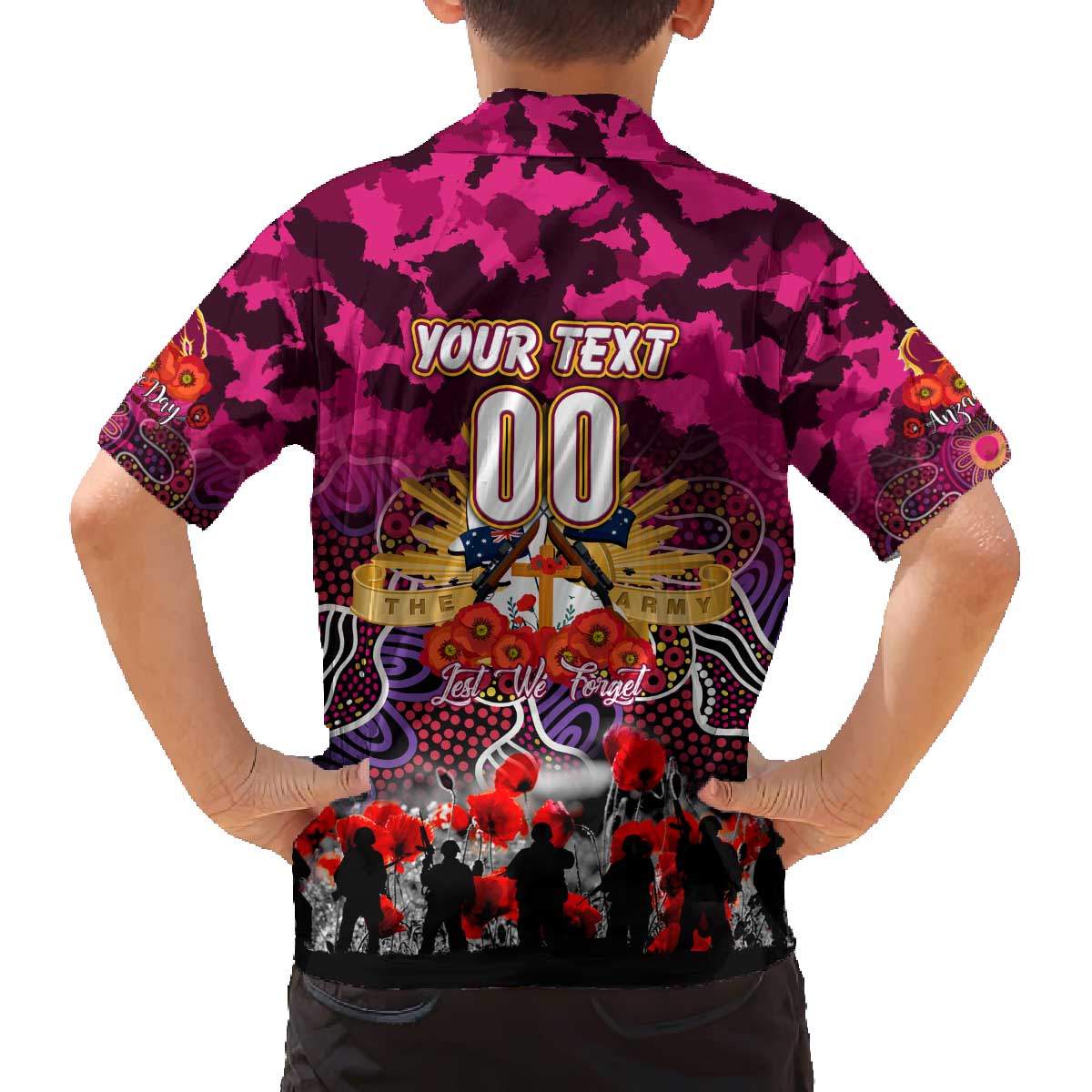 Personalized Broncos ANZAC Day Family Matching Off The Shoulder Long Sleeve Dress and Hawaiian Shirt Australian Army - Lest We Forget