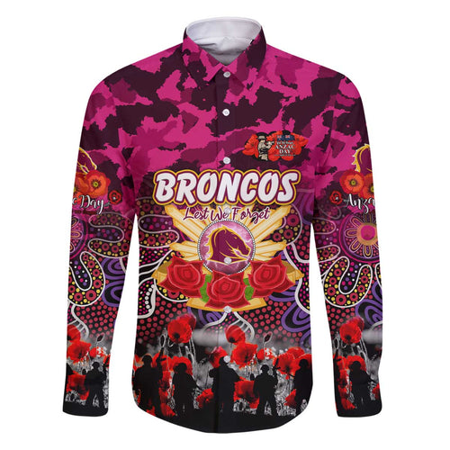 Personalized Broncos ANZAC Day Family Matching Off The Shoulder Long Sleeve Dress and Hawaiian Shirt Australian Army - Lest We Forget