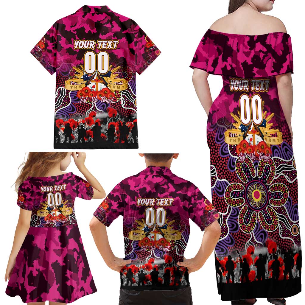 Personalized Broncos ANZAC Day Family Matching Off Shoulder Maxi Dress and Hawaiian Shirt Australian Army - Lest We Forget