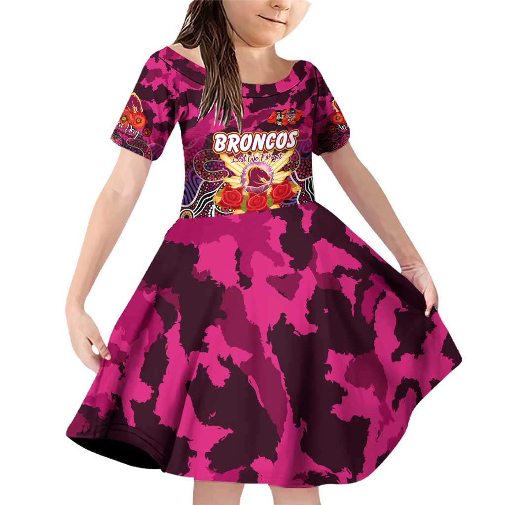 Personalized Broncos ANZAC Day Family Matching Off Shoulder Short Dress and Hawaiian Shirt Australian Army - Lest We Forget