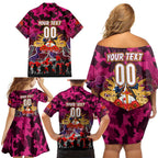 Personalized Broncos ANZAC Day Family Matching Off Shoulder Short Dress and Hawaiian Shirt Australian Army - Lest We Forget
