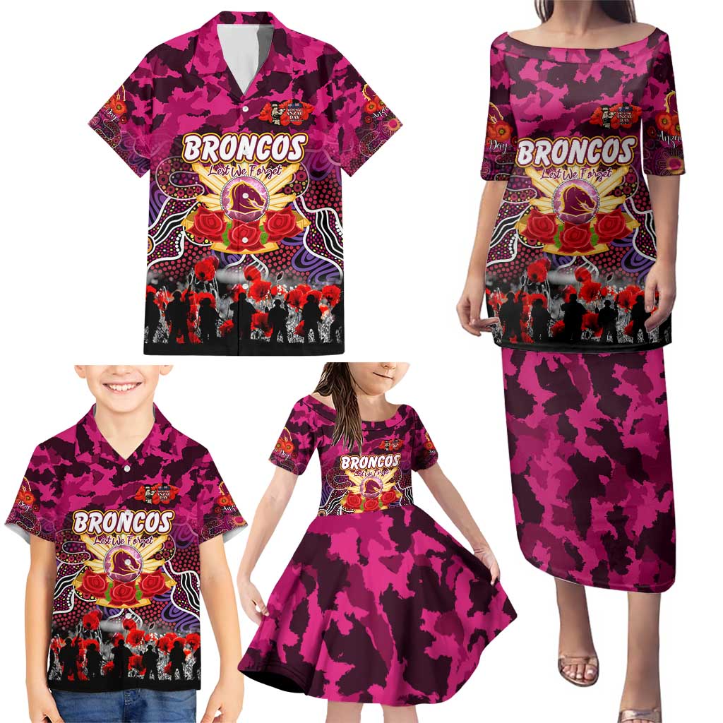 Personalized Broncos ANZAC Day Family Matching Puletasi and Hawaiian Shirt Australian Army - Lest We Forget