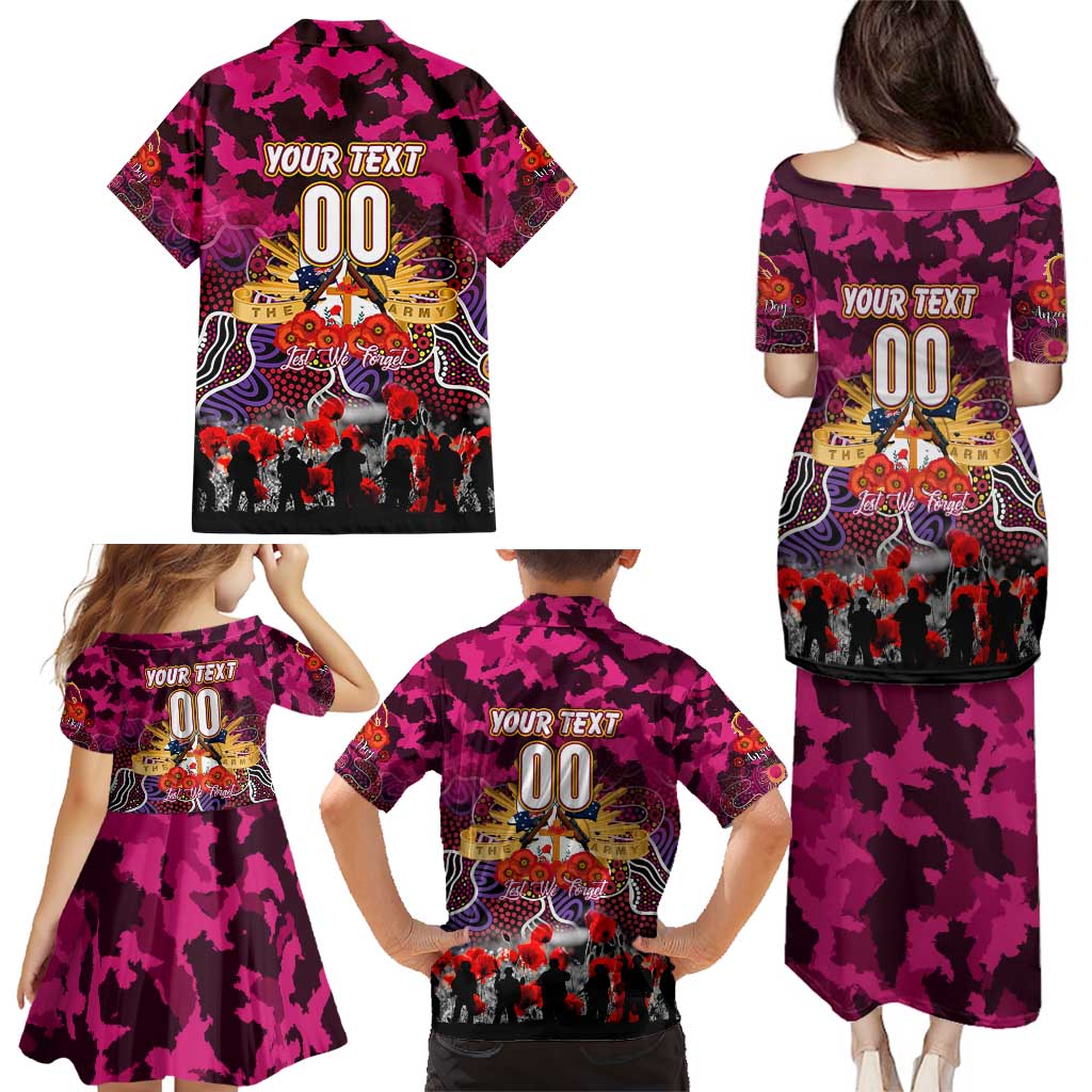 Personalized Broncos ANZAC Day Family Matching Puletasi and Hawaiian Shirt Australian Army - Lest We Forget