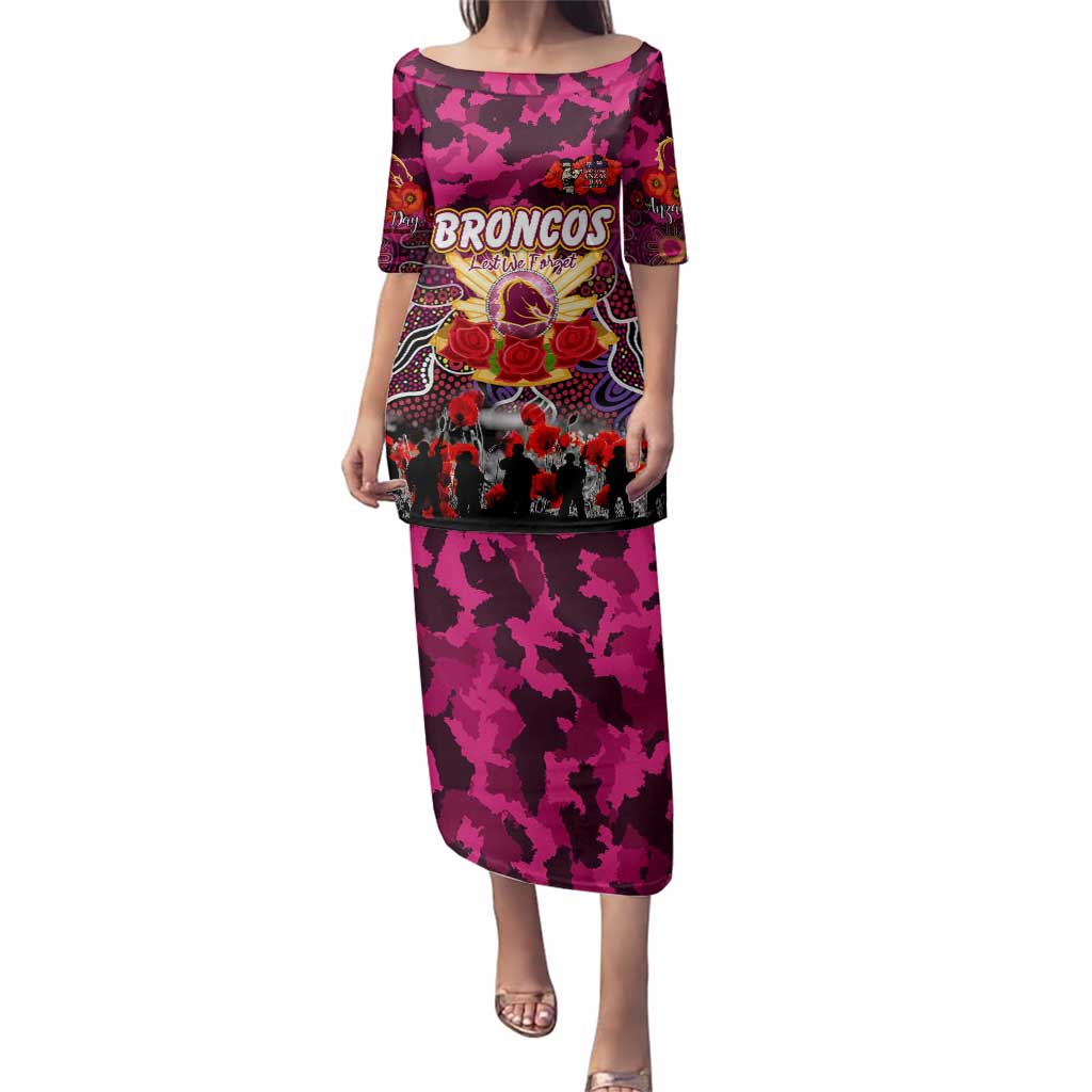 Personalized Broncos ANZAC Day Family Matching Puletasi and Hawaiian Shirt Australian Army - Lest We Forget