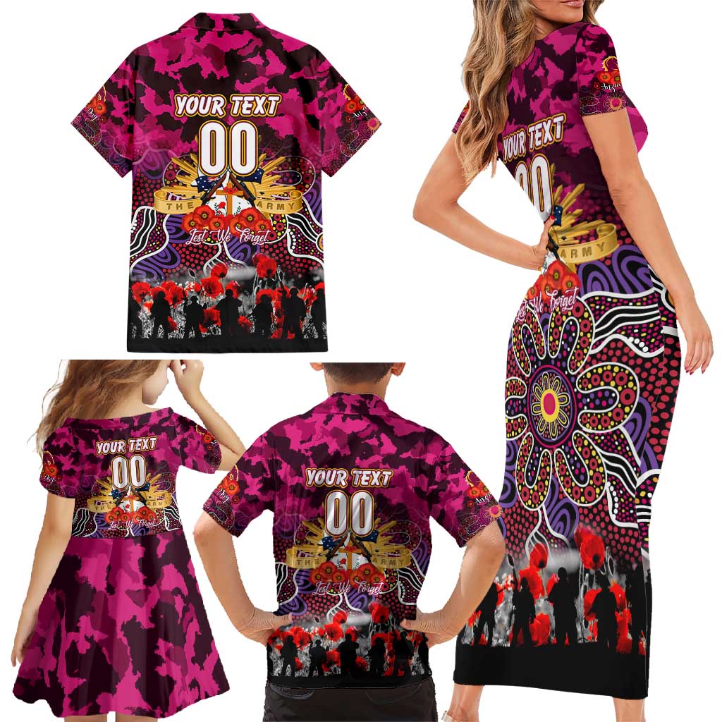 Personalized Broncos ANZAC Day Family Matching Short Sleeve Bodycon Dress and Hawaiian Shirt Australian Army - Lest We Forget