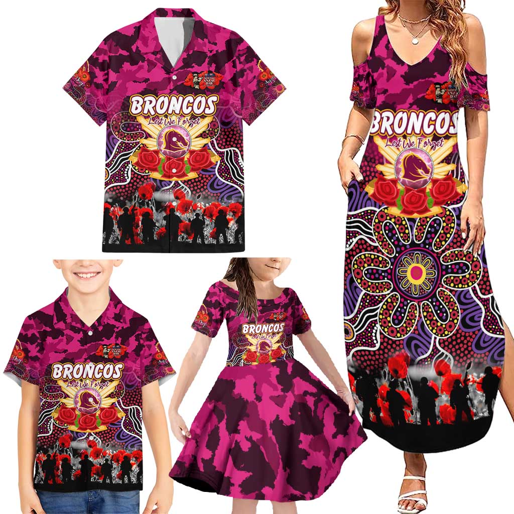 Personalized Broncos ANZAC Day Family Matching Summer Maxi Dress and Hawaiian Shirt Australian Army - Lest We Forget