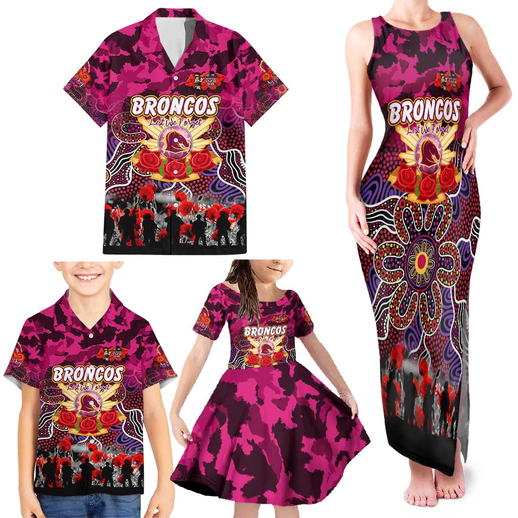 Personalized Broncos ANZAC Day Family Matching Tank Maxi Dress and Hawaiian Shirt Australian Army - Lest We Forget