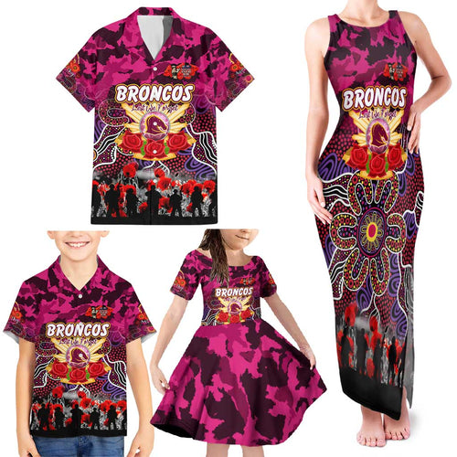 Personalized Broncos ANZAC Day Family Matching Tank Maxi Dress and Hawaiian Shirt Australian Army - Lest We Forget