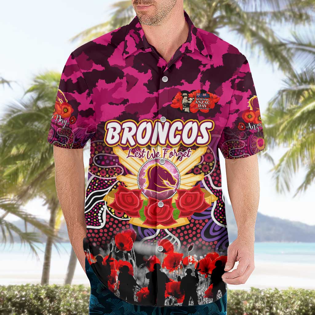 Personalized Broncos ANZAC Day Hawaiian Shirt Australian Army - Lest We Forget