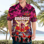 Personalized Broncos ANZAC Day Hawaiian Shirt Australian Army - Lest We Forget