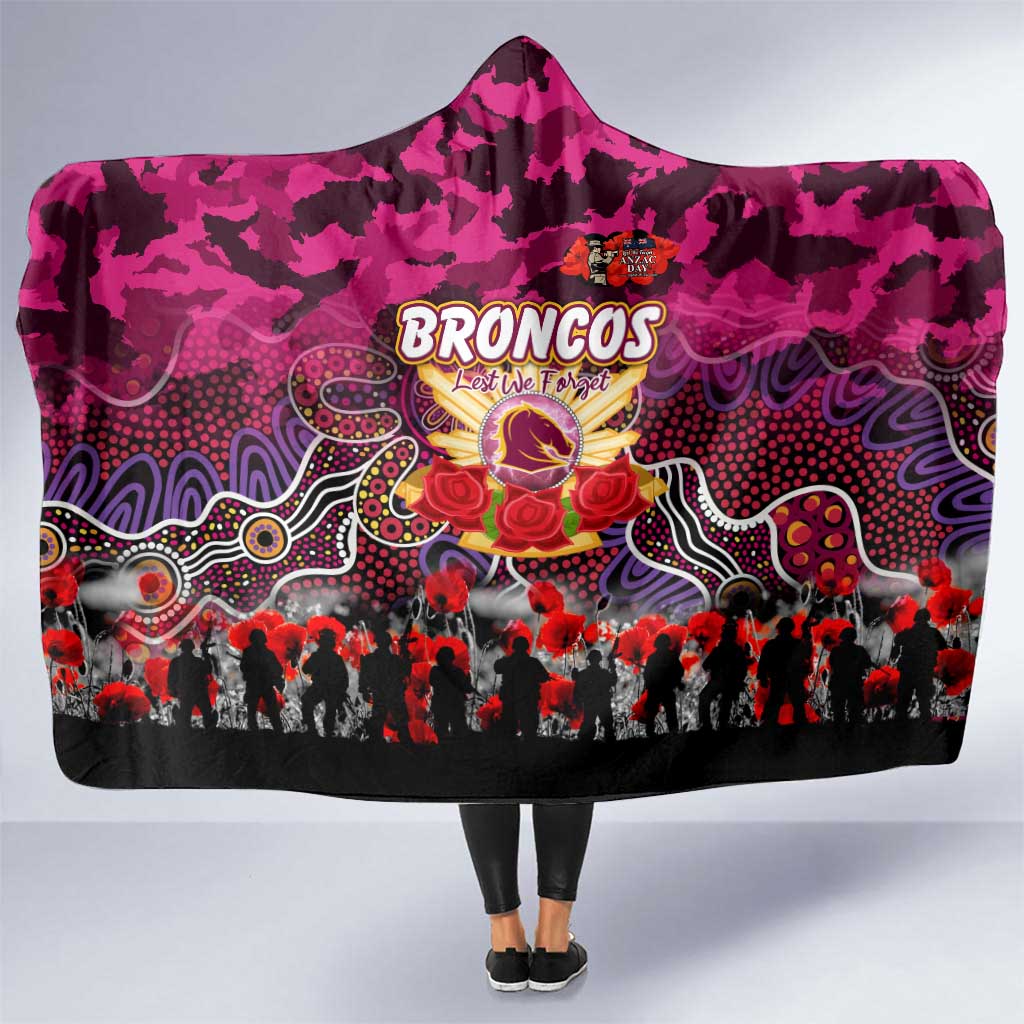 Broncos ANZAC Day Hooded Blanket Australian Army - Lest We Forget