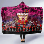 Broncos ANZAC Day Hooded Blanket Australian Army - Lest We Forget