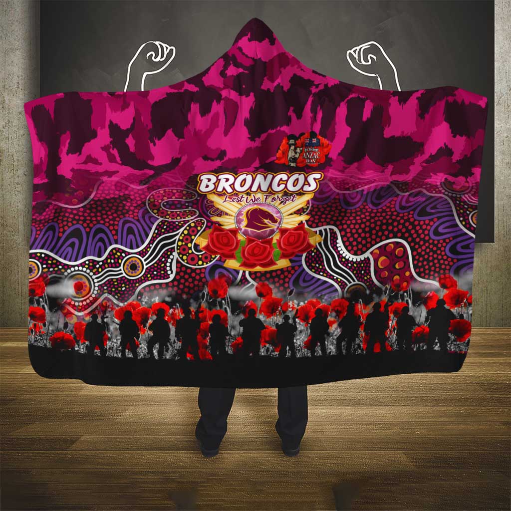 Broncos ANZAC Day Hooded Blanket Australian Army - Lest We Forget