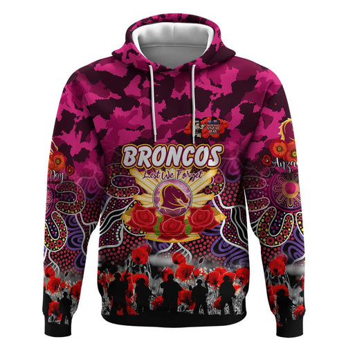 Personalized Broncos ANZAC Day Hoodie Australian Army - Lest We Forget