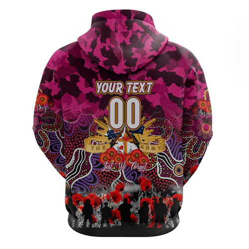 Personalized Broncos ANZAC Day Hoodie Australian Army - Lest We Forget