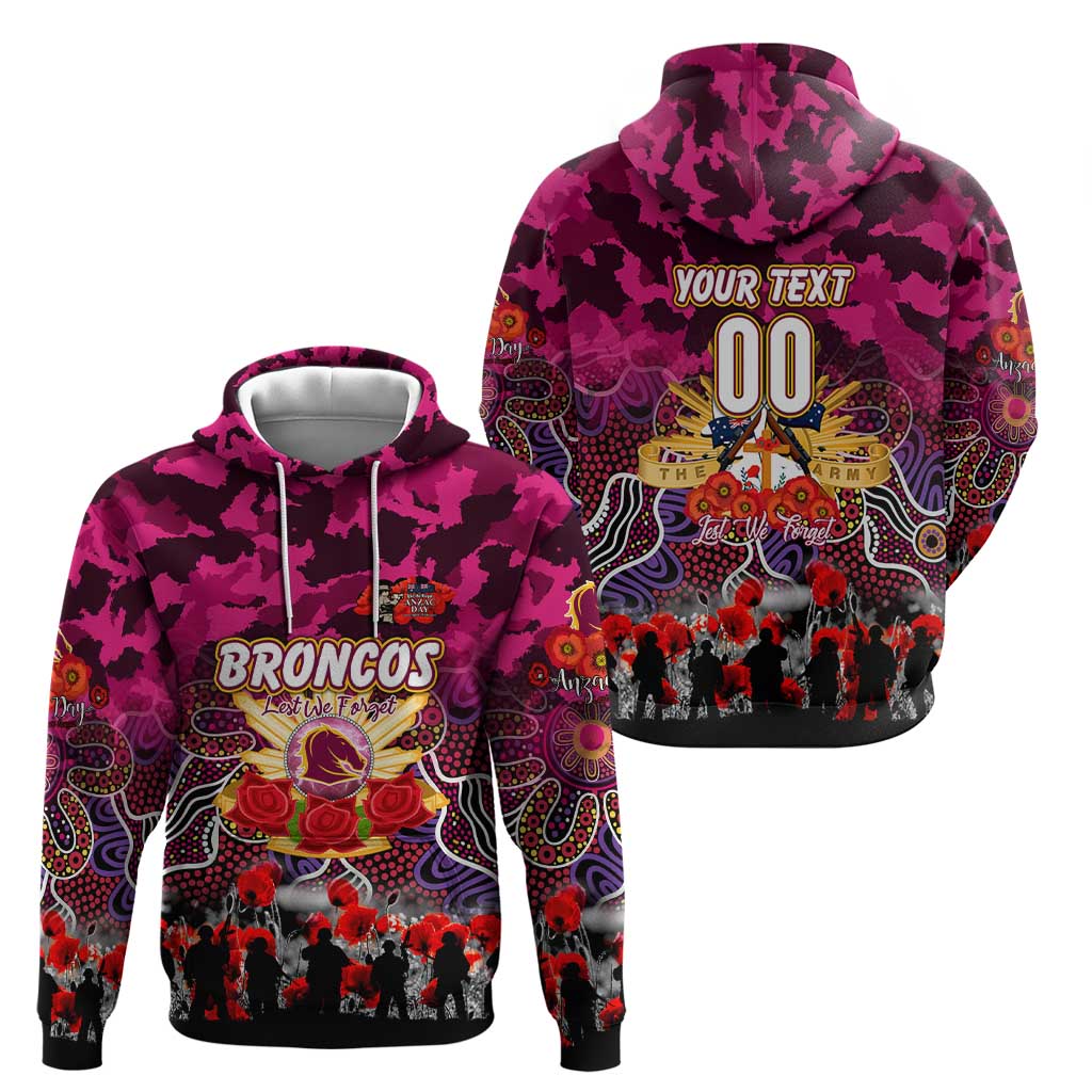 Personalized Broncos ANZAC Day Hoodie Australian Army - Lest We Forget