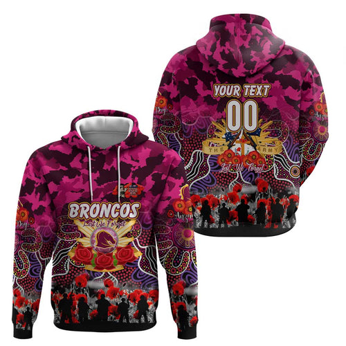 Personalized Broncos ANZAC Day Hoodie Australian Army - Lest We Forget