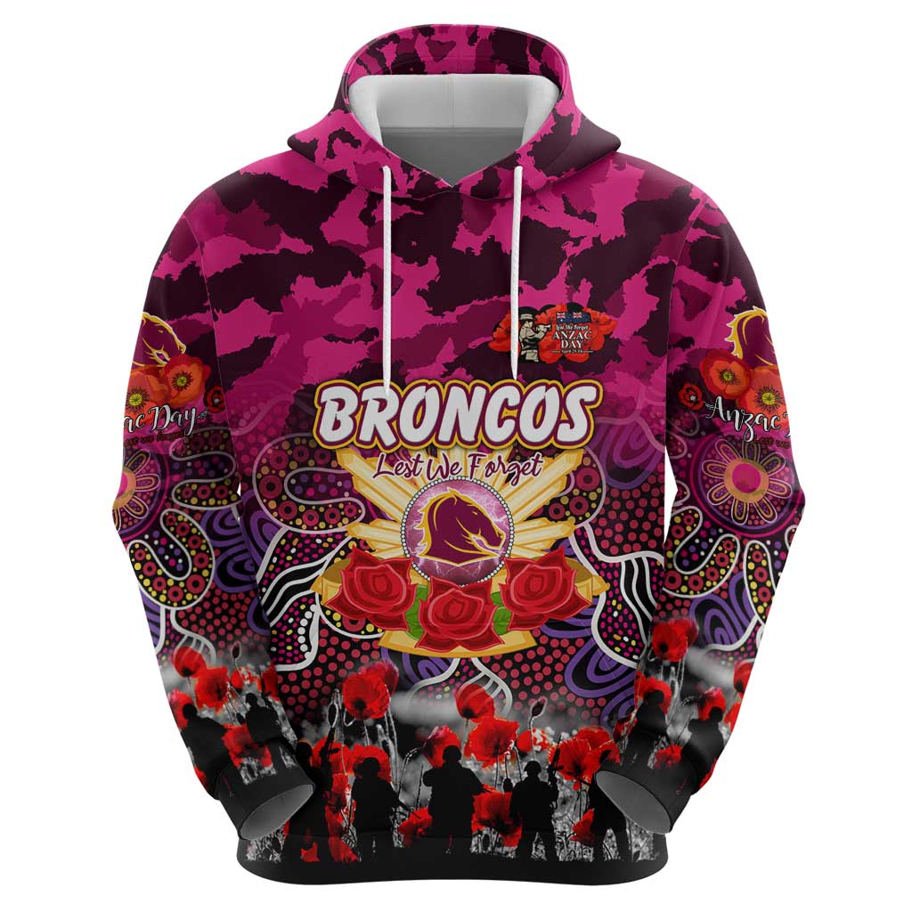 Personalized Broncos ANZAC Day Hoodie Australian Army - Lest We Forget