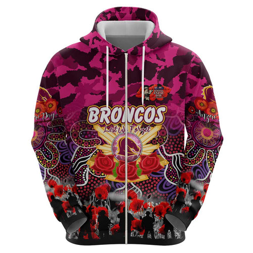Personalized Broncos ANZAC Day Hoodie Australian Army - Lest We Forget