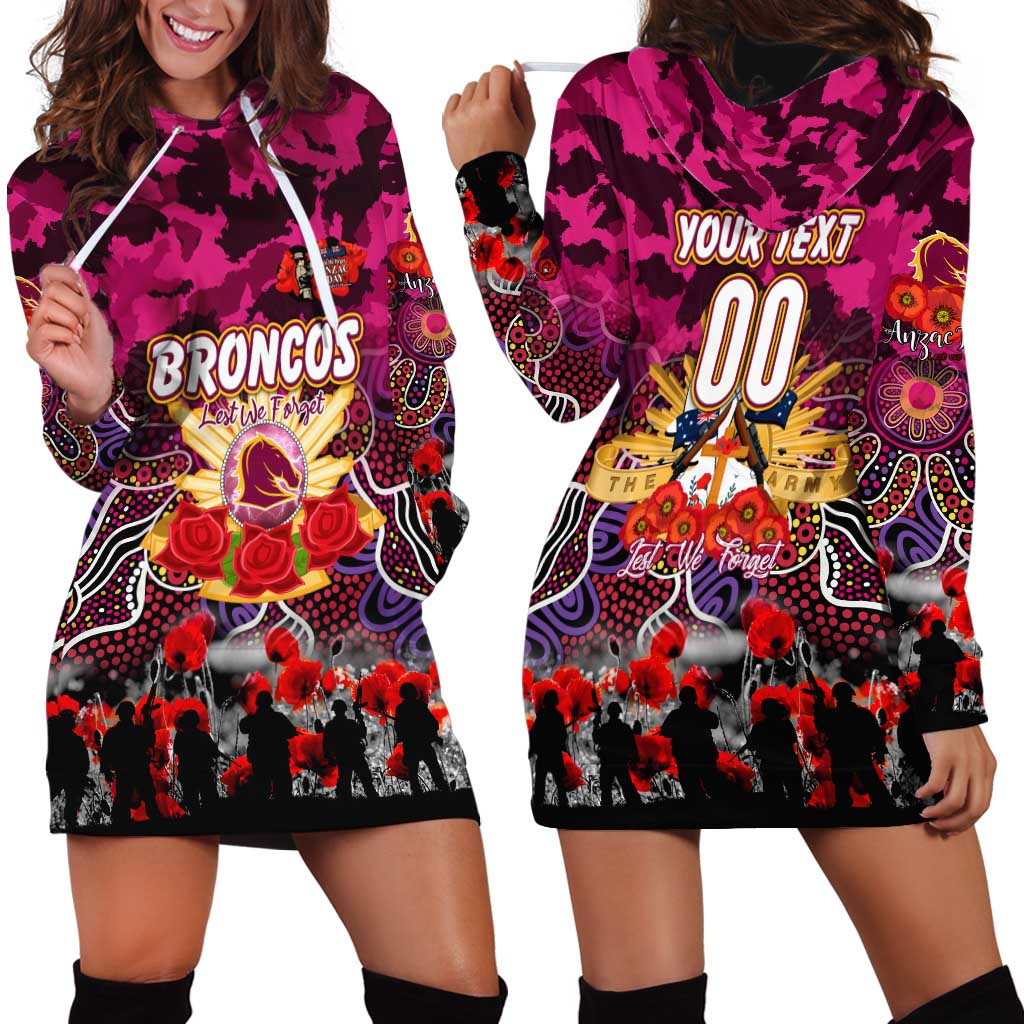 Personalized Broncos ANZAC Day Hoodie Dress Australian Army - Lest We Forget