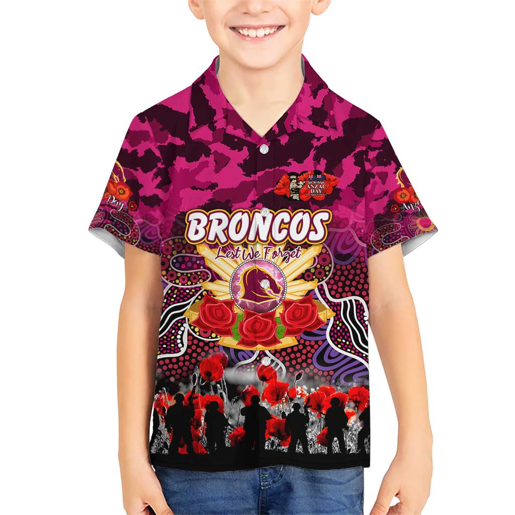 Personalized Broncos ANZAC Day Kid Hawaiian Shirt Australian Army - Lest We Forget