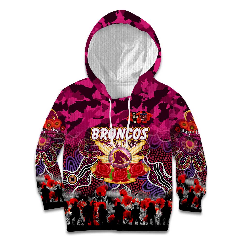 Personalized Broncos ANZAC Day Kid Hoodie Australian Army - Lest We Forget