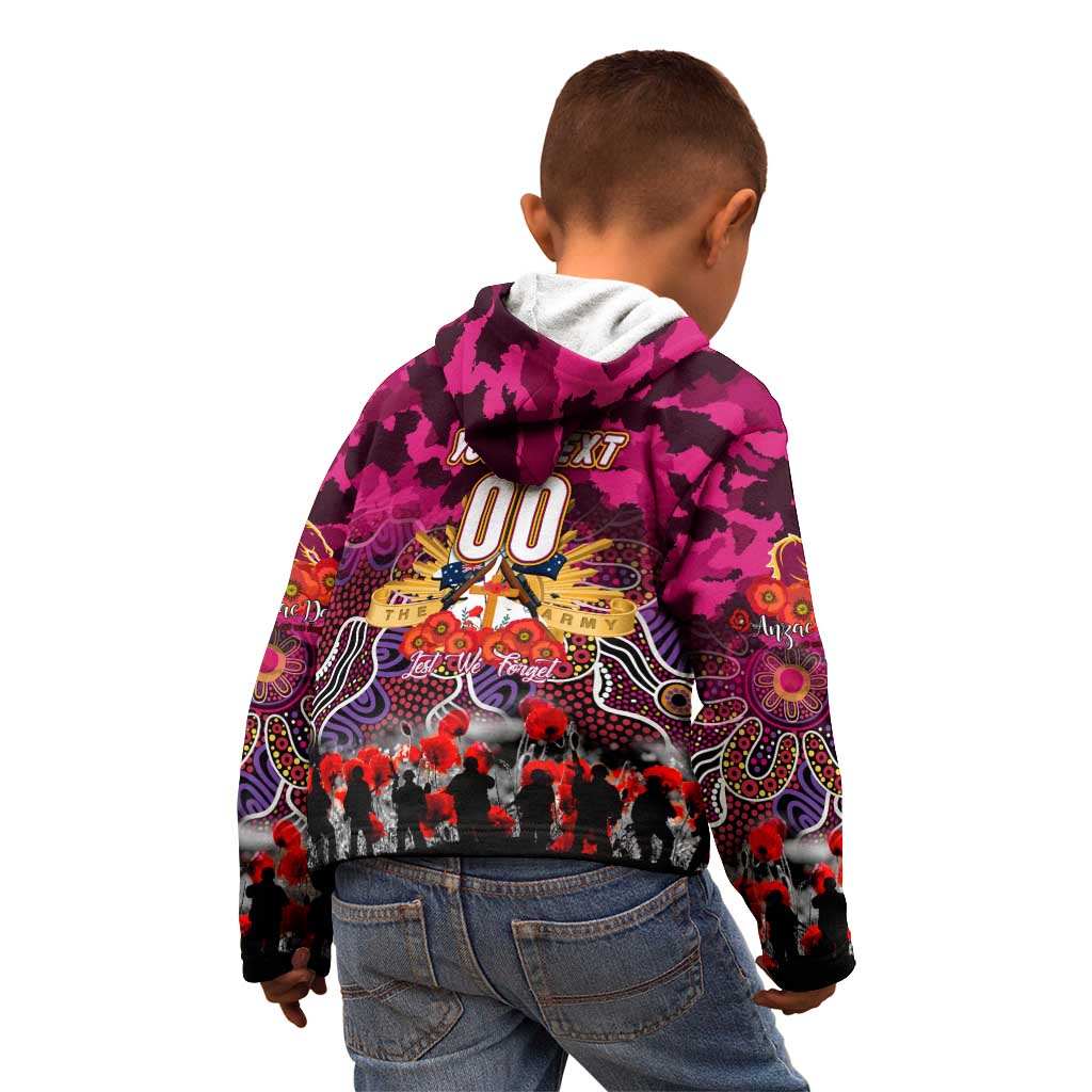 Personalized Broncos ANZAC Day Kid Hoodie Australian Army - Lest We Forget