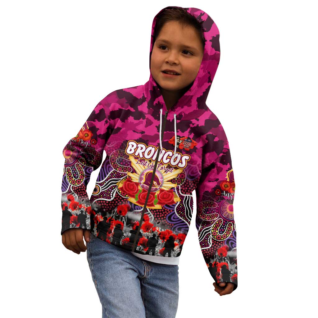 Personalized Broncos ANZAC Day Kid Hoodie Australian Army - Lest We Forget