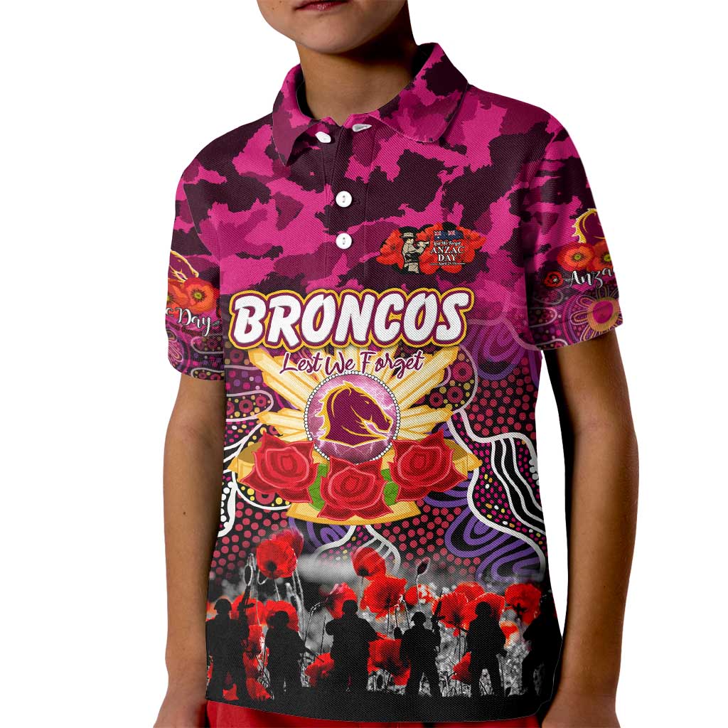 Personalized Broncos ANZAC Day Kid Polo Shirt Australian Army - Lest We Forget
