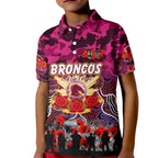 Personalized Broncos ANZAC Day Kid Polo Shirt Australian Army - Lest We Forget