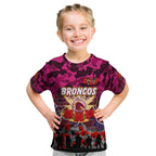 Personalized Broncos ANZAC Day Kid T Shirt Australian Army - Lest We Forget