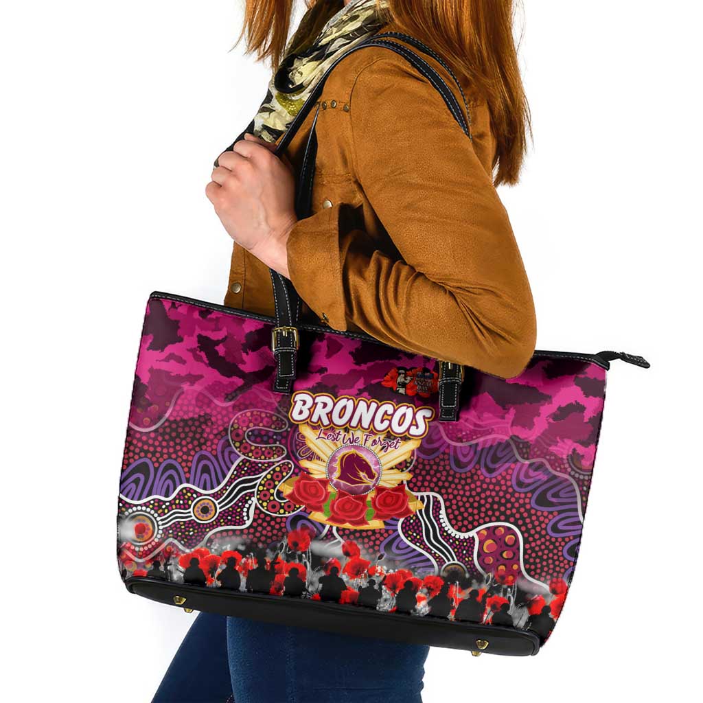 Broncos ANZAC Day Leather Tote Bag Australian Army - Lest We Forget