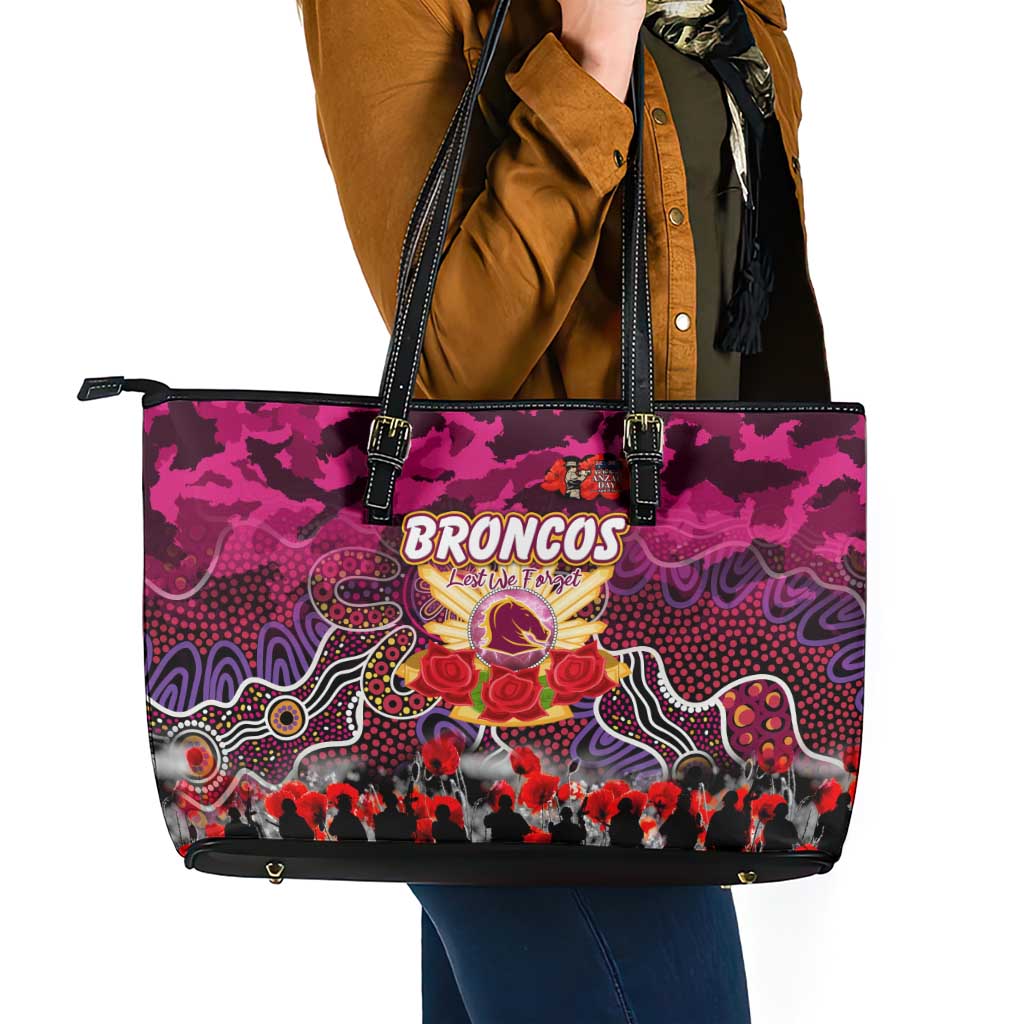 Broncos ANZAC Day Leather Tote Bag Australian Army - Lest We Forget