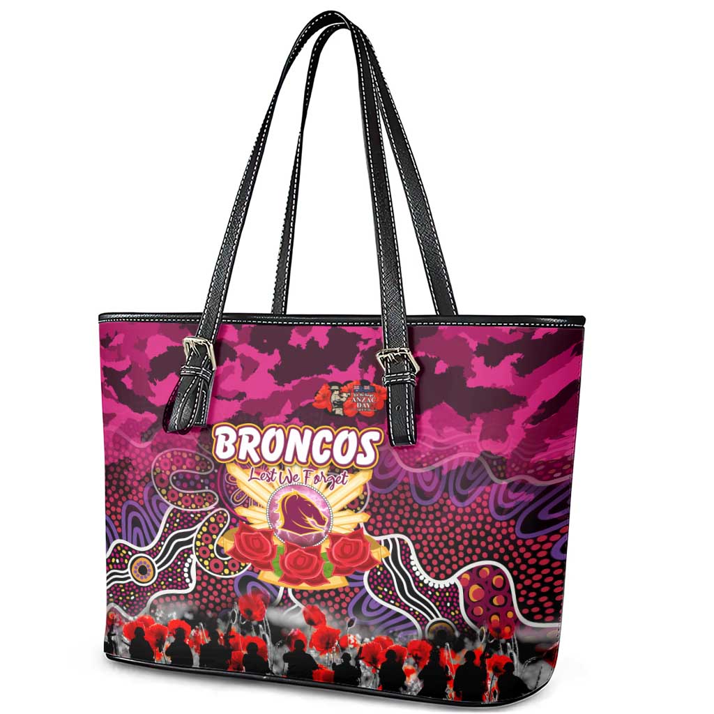 Broncos ANZAC Day Leather Tote Bag Australian Army - Lest We Forget