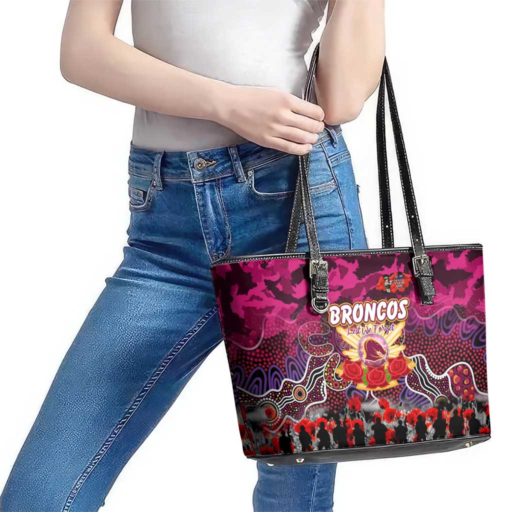 Broncos ANZAC Day Leather Tote Bag Australian Army - Lest We Forget