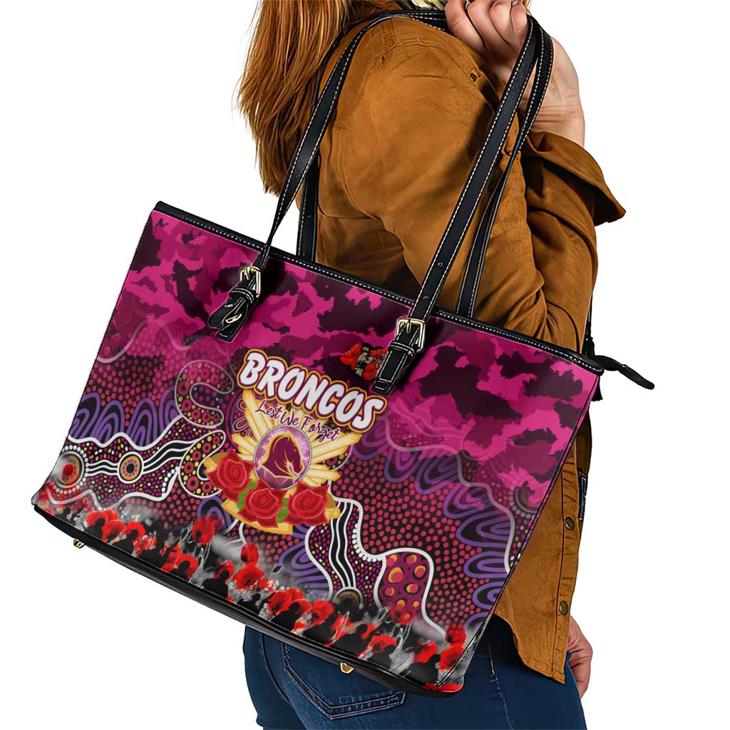 Broncos ANZAC Day Leather Tote Bag Australian Army - Lest We Forget