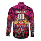 Personalized Broncos ANZAC Day Long Sleeve Button Shirt Australian Army - Lest We Forget