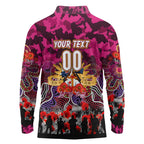 Personalized Broncos ANZAC Day Long Sleeve Polo Shirt Australian Army - Lest We Forget