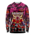 Personalized Broncos ANZAC Day Long Sleeve Shirt Australian Army - Lest We Forget