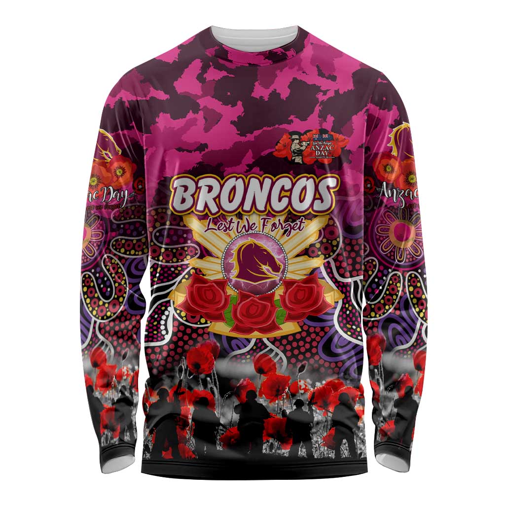 Personalized Broncos ANZAC Day Long Sleeve Shirt Australian Army - Lest We Forget