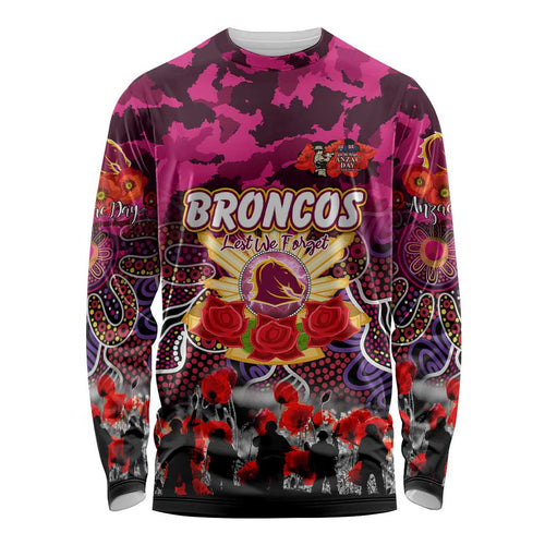 Personalized Broncos ANZAC Day Long Sleeve Shirt Australian Army - Lest We Forget