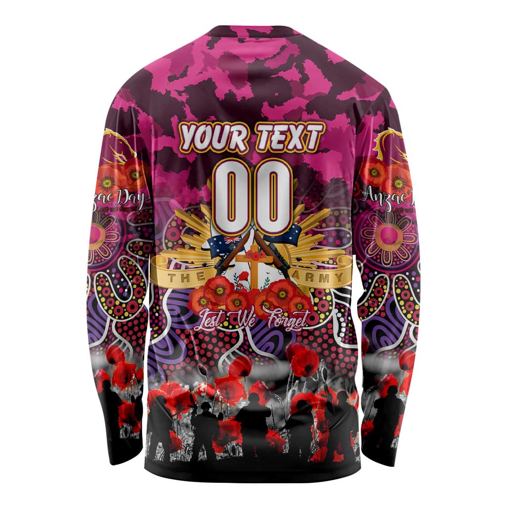 Personalized Broncos ANZAC Day Long Sleeve Shirt Australian Army - Lest We Forget