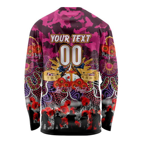 Personalized Broncos ANZAC Day Long Sleeve Shirt Australian Army - Lest We Forget