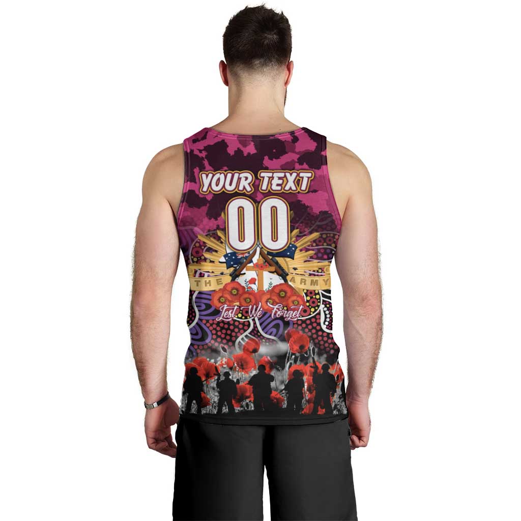 Personalized Broncos ANZAC Day Men Tank Top Australian Army - Lest We Forget