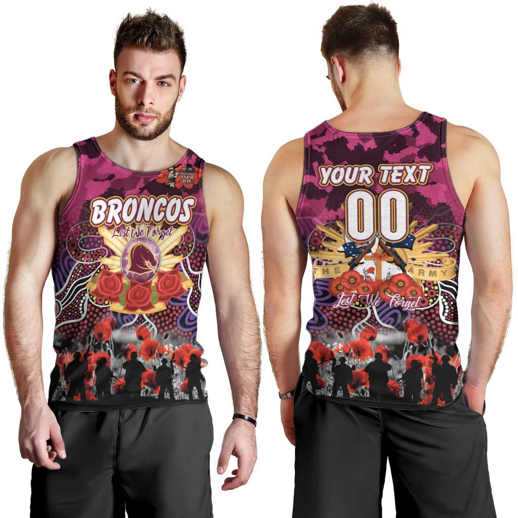 Personalized Broncos ANZAC Day Men Tank Top Australian Army - Lest We Forget