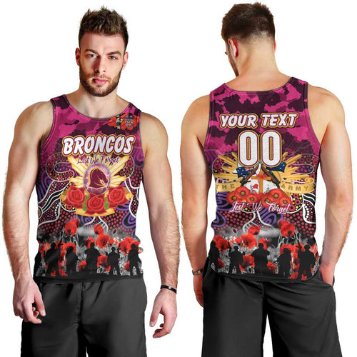 Personalized Broncos ANZAC Day Men Tank Top Australian Army - Lest We Forget