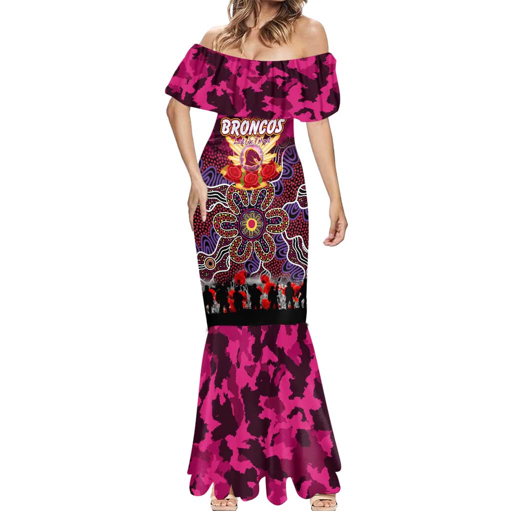 Personalized Broncos ANZAC Day Mermaid Dress Australian Army - Lest We Forget